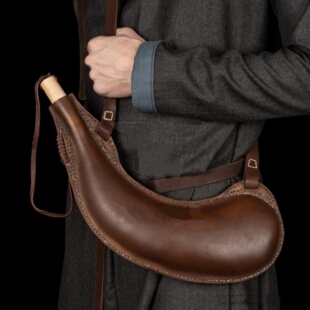 波兰代购Leather◇手作复古中世纪1升皮革缝制露营户外皮水袋皮囊