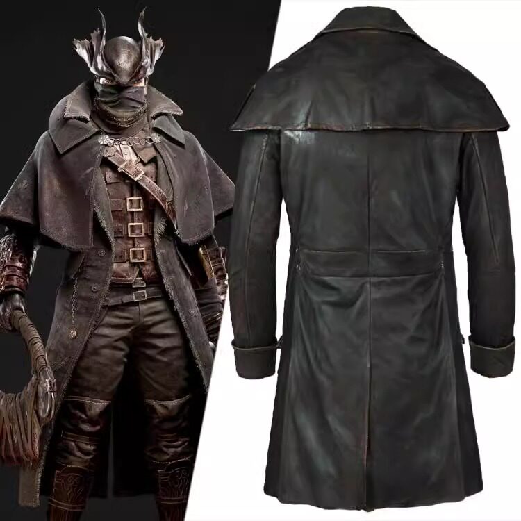 海外代购Jacket㊣ 手作角色扮演爱好者仿旧皮革防尘大衣长风衣