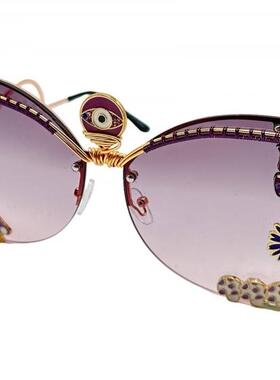 美国代购手作半透紫蝴蝶女士眼镜