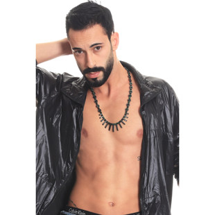 土耳其代购Lustrous▽手作时尚男士项链虎眼石赤铁矿天然宝石项链