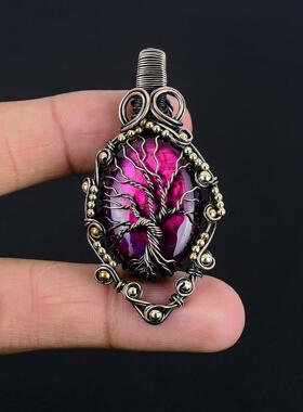 树铜线缠绕编织紫色拉长石项链