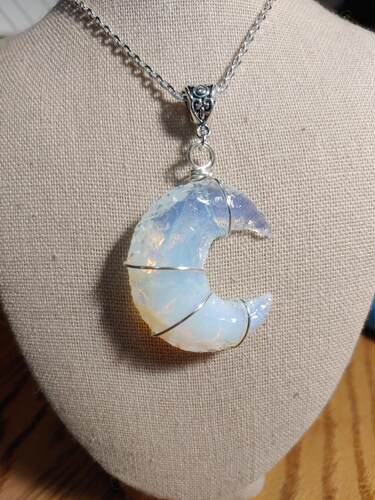 美国代购Opalite㊣ 手作华丽精致简约缠绕蛋白石月亮吊坠项链定制