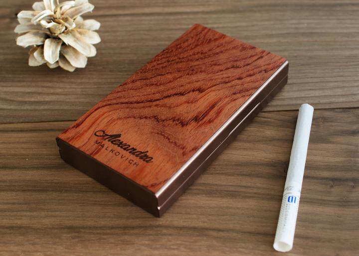 Wood㊣乌克兰代购 手作迷人仿古创意金属木制组合个性雕刻烟盒