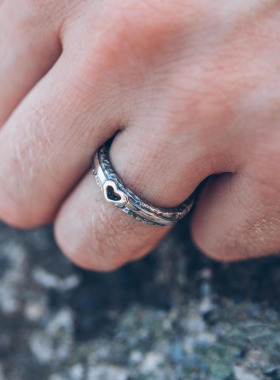 情侣纯银心形爱心情人节波浪戒指