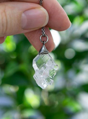 冰水晶天然透明石英精灵耳环项链