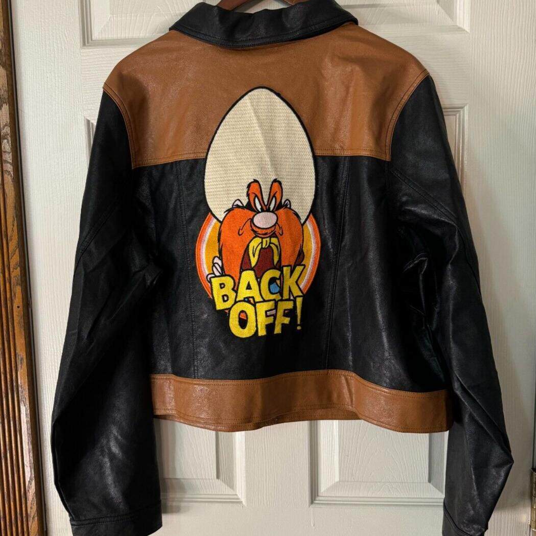 美国代购Jacket▼古着复古卡通优胜美地山姆卡车司机皮夹克短外套