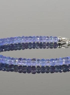 美国代购Tanzanite◇手作精致天然AAA级坦桑石宝石串珠纯银扣手链