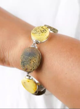 手作优雅波罗海琥珀纯银手链