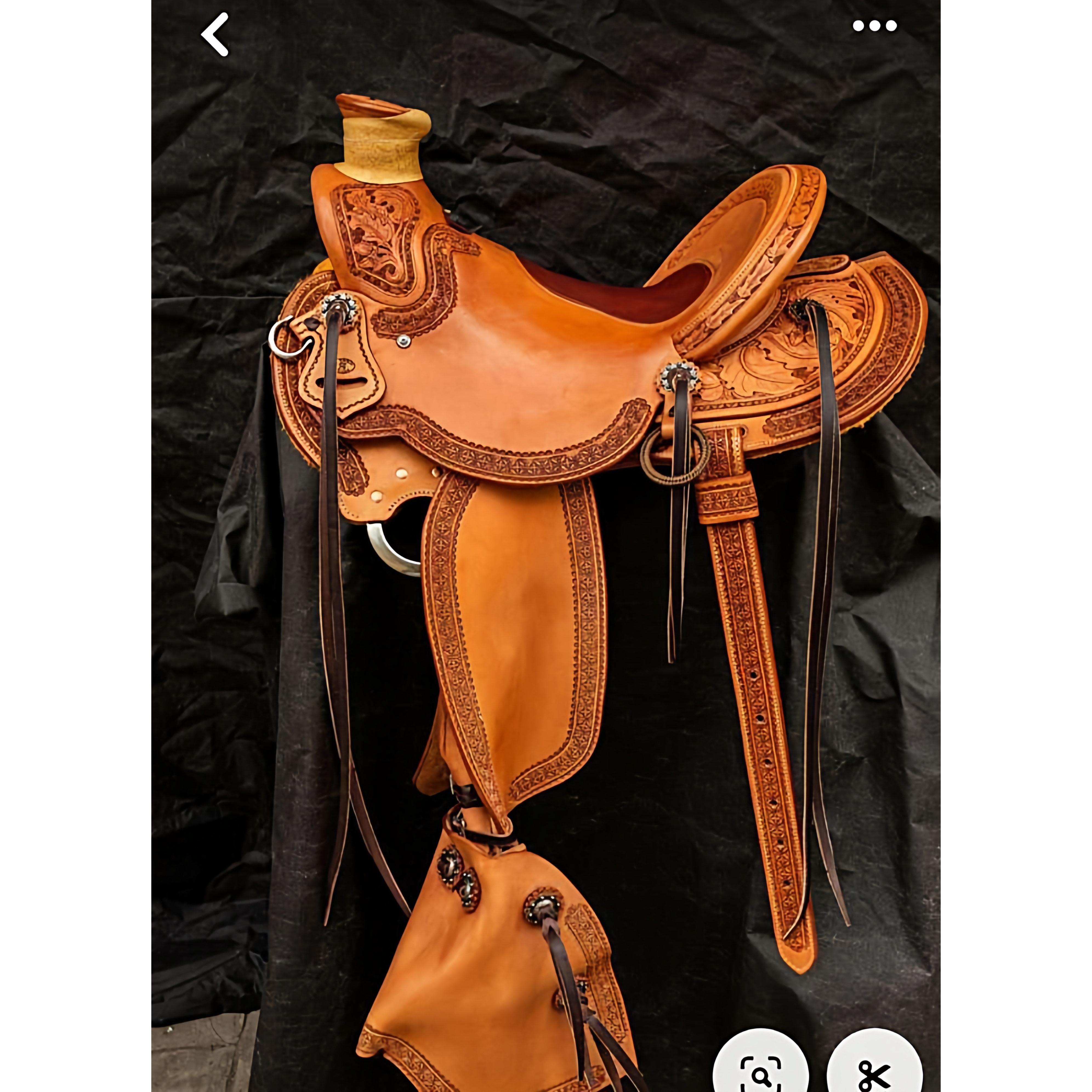 海外代购Saddle手作栗色真皮雕花头笼胸甲定制软垫热座西部马鞍