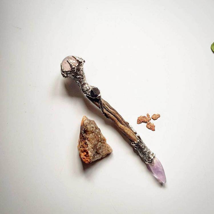 澳大利亚代购Quartz㊣ 手作透明石英球黑色碧玺紫水晶桉木水晶棒