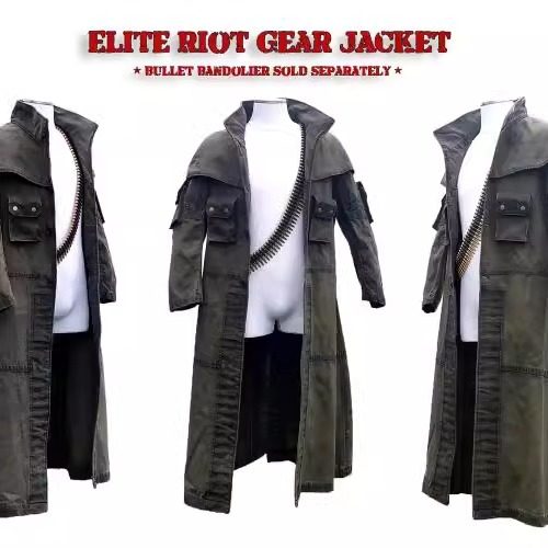 美国代购Jacket㊣ 手作炫酷角色扮演棕色粗帆布夹克防尘衣风衣