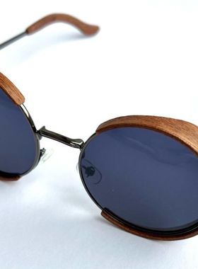 俄罗斯代购复古木制圆形太阳镜