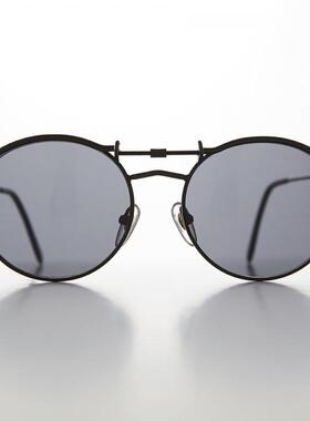 美国代购哥特金属圆形复古墨镜