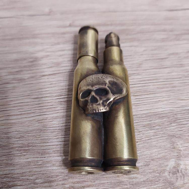 Lighter㊣乌克兰代购 古着老式蒸汽朋克骷髅铜制经典汽油打火机
