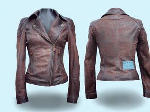 机车风格 手作简约复古皮革经典 夹克皮衣 Jacket㊣ 保加利亚代购