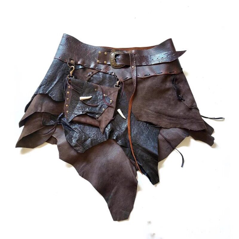 土耳其代购Tribal◇手作复古波西米亚部落不对称野蛮人皮裙半身裙