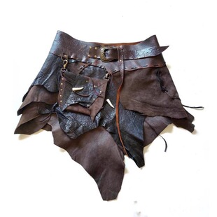 土耳其代购 Tribal◇手作复古波西米亚部落不对称野蛮人皮裙半身裙