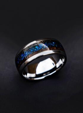 荷兰代购Meteorite◇手作复古霸王龙化石陨石青金石镶嵌男士戒指