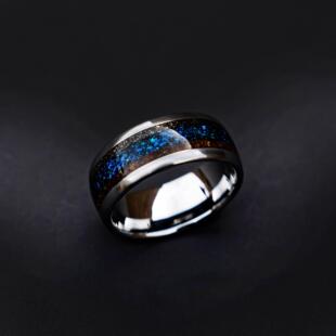 荷兰代购Meteorite◇手作复古霸王龙化石陨石青金石镶嵌男士戒指