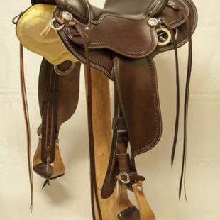 海外代购Saddle◎手作定制深棕色皮革16英寸西部巴雷尔耐力马鞍