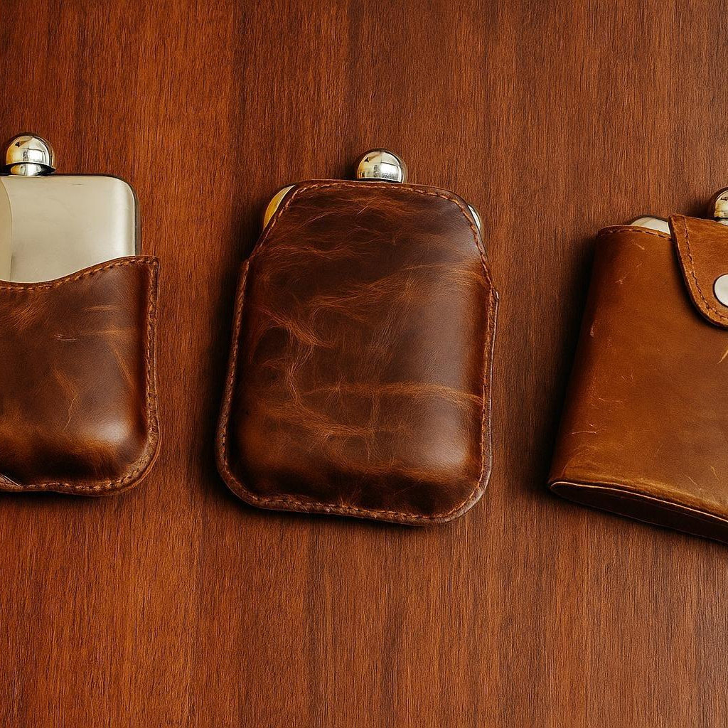 英国代购Flask◇手作个性定制刻字皮革包裹不锈钢父亲节礼物酒壶