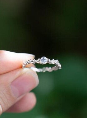 天然宝石镶嵌许诺订婚戒指纯银