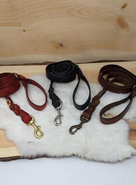 Leash㊣美国代购 手作迷人个性金属牌耐用真皮拴狗带舒适狗牵引绳