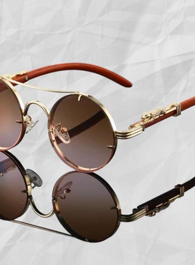 复古蒸汽朋克偏光圆形中性太阳镜