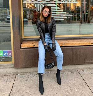 加拿大代购 古着简约精致柔软舒适皮革女士机车夹克皮衣 Jacket㊣