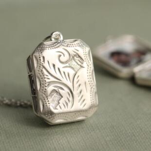 英国代购 定制照片小盒纪念项链 Locket◇手作维多利亚纯银雕刻个性