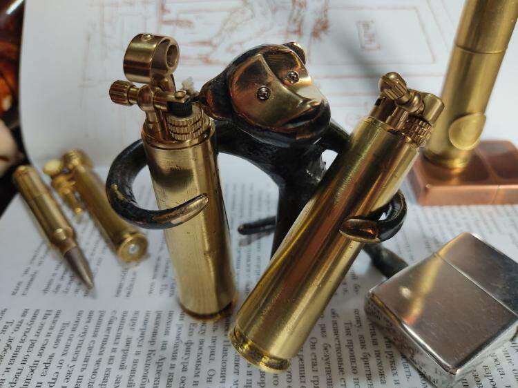 Lighter㊣俄罗斯代购 手作迷人仿古蒸汽朋克铜币黄铜汽油打火机