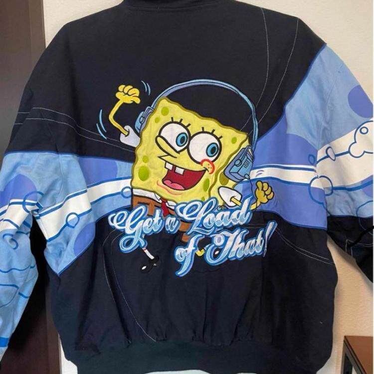 美国代购Jacket▼古着经典黑蓝色海洋泡泡海绵宝宝派大星夹克外套