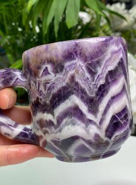 Crystal㊣新西兰代购 手作迷人美丽天然紫色水晶水杯咖啡杯马克杯