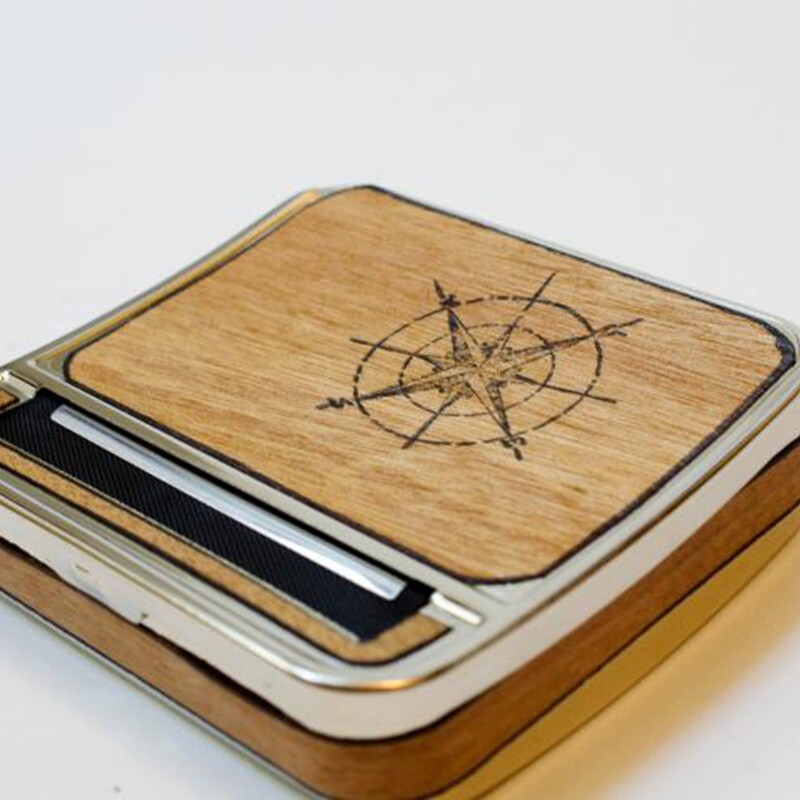 美国代购Roller◇手作男士礼物定制桃花心木实木自动卷烟器烟盒