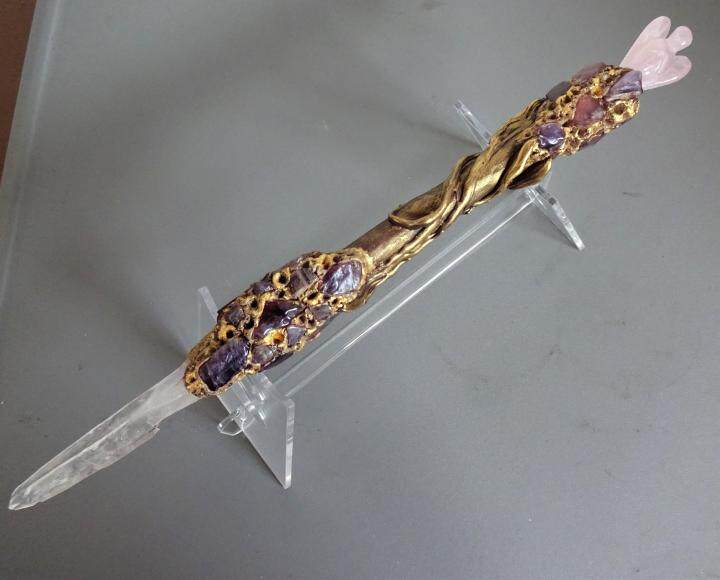 英国代购Angels◇手作天使冬青木紫水晶玫瑰透明石英天然粘土手杖