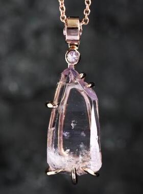 爱沙尼亚代购Necklace㊣ 手作华丽天然紫水晶粉红色钻石14k金项链