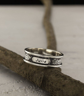 乌克兰代购 定制刻字姓名纯银周年纪念礼物戒指 Name◇手作复古个性