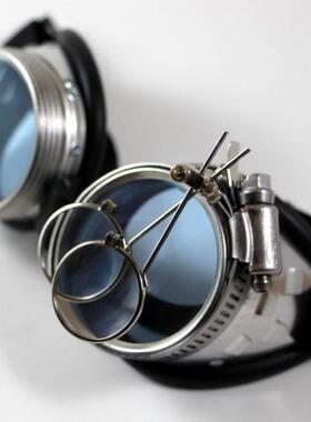 美国代购手作蒸汽朋克浅蓝护目镜