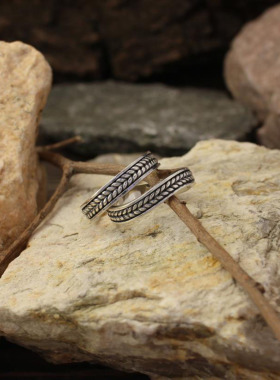 银色编织纯银结婚对戒情侣戒指