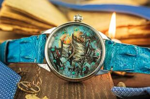 Antique㊣乌克兰代购 古着70年代艺术装饰蓝色表带苏联机械手表