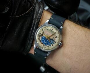 Neutral㊣乌克兰代购 古着老式50年代航海主题真皮苏联机械手表