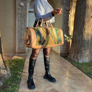 海外代购Fashion㊣ 手作波西米亚风西部地毯图案设计时尚旅行包