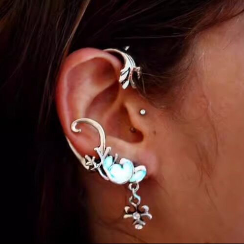 加拿大代购Silver◇手作凯尔特小方晶锆石镶嵌纯银夜光耳饰耳夹