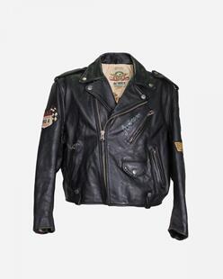 意大利代购 古着收藏简约翻领拉链封扣黑色皮革夹克 Leather㊣