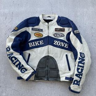 海外代购 赛车皮革夹克运动型赛车服 Biker◇古着复古摩托车男士