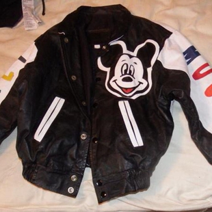 美国代购 Biker◇古着复古米老鼠米奇大脸机车手儿童皮夹克皮衣