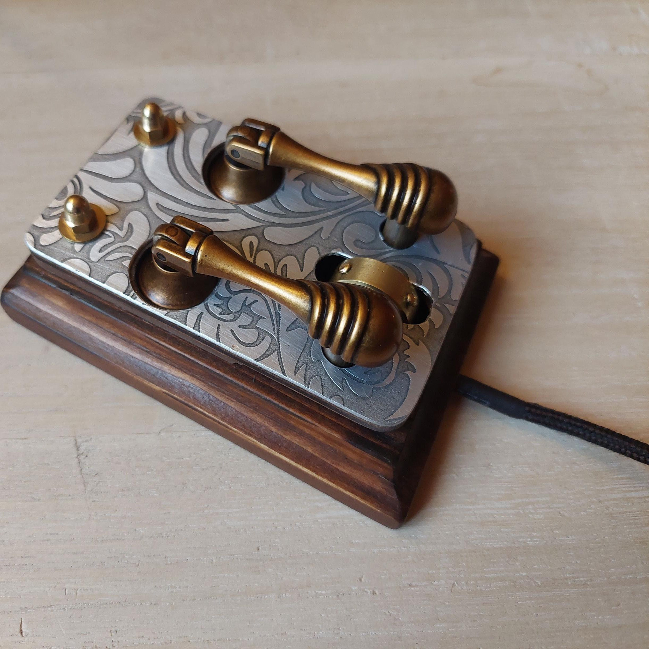匈牙利代购Mouse◇手作蒸汽朋克维多利亚风矩形木制黄铜电脑鼠标