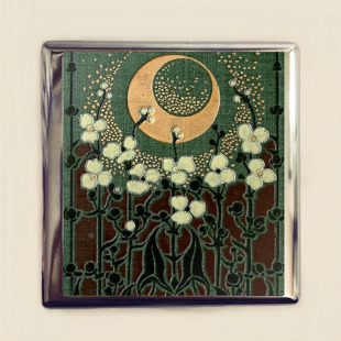 美国代购Cigarette㊣ 手作新艺术风格星空月亮花朵图案名片夹烟盒