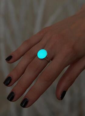 个性蓝色发光开口可调节夜光戒指