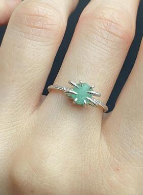 天然祖母绿翡翠六角形切割戒指